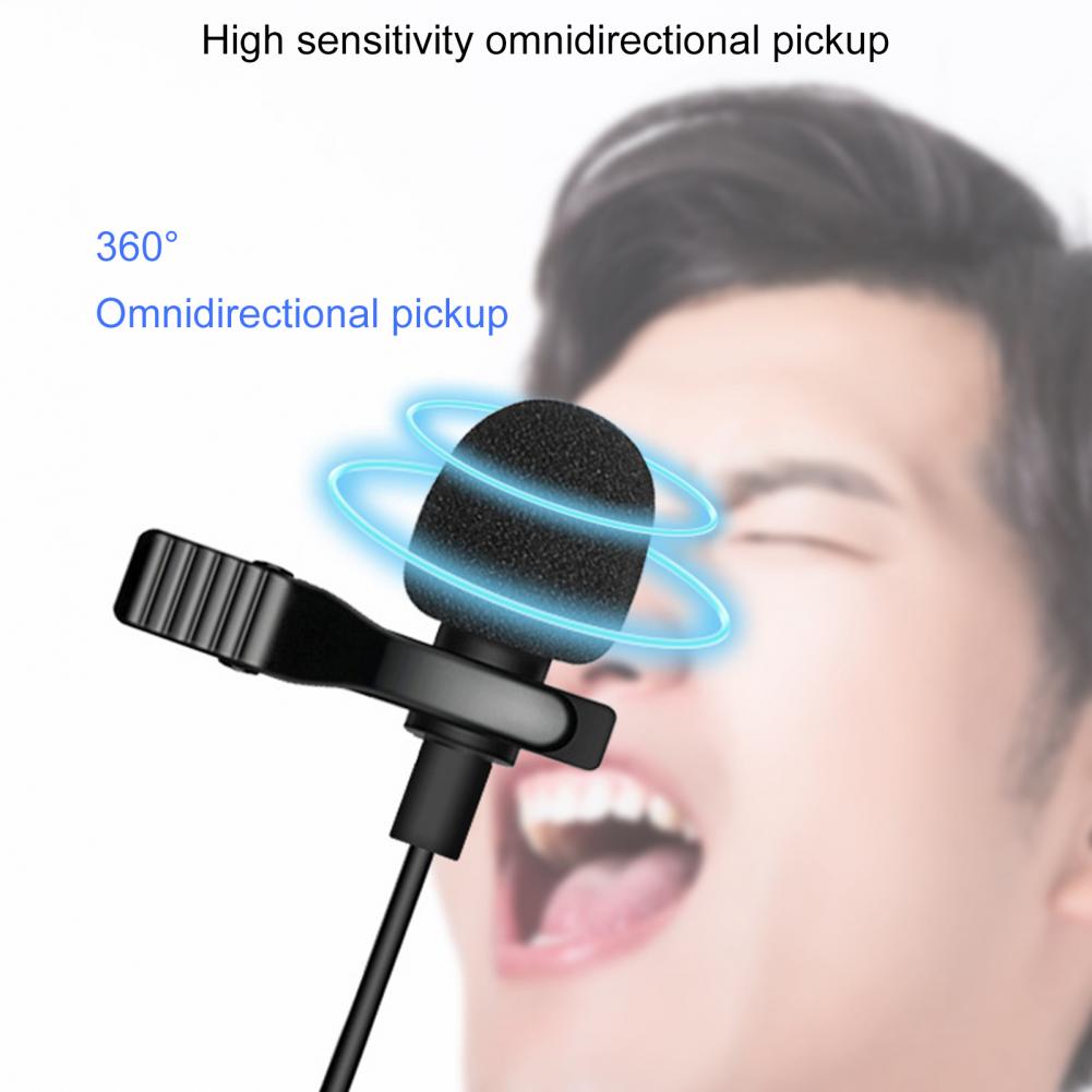 Professional Microphone 3.5mm Dual Head Tie Clip on Mic Lapel Mini Microphone For PC Laptop Mobile Phone Portable