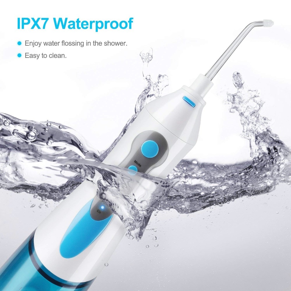 Professional Oral Irrigator Portable Cordless Water Flosser 180mL Rechargeable Electric Dental Irrigator 4 Rotatable Jet Tips