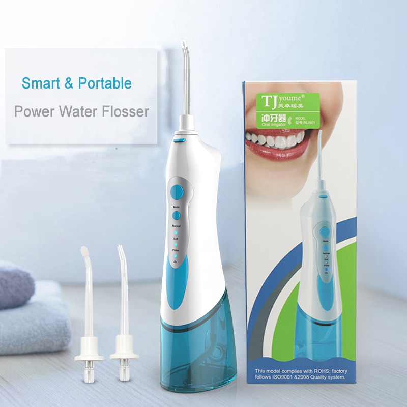 Professional Oral Irrigator Portable Cordless Water Flosser 180mL Rechargeable Electric Dental Irrigator 4 Rotatable Jet Tips