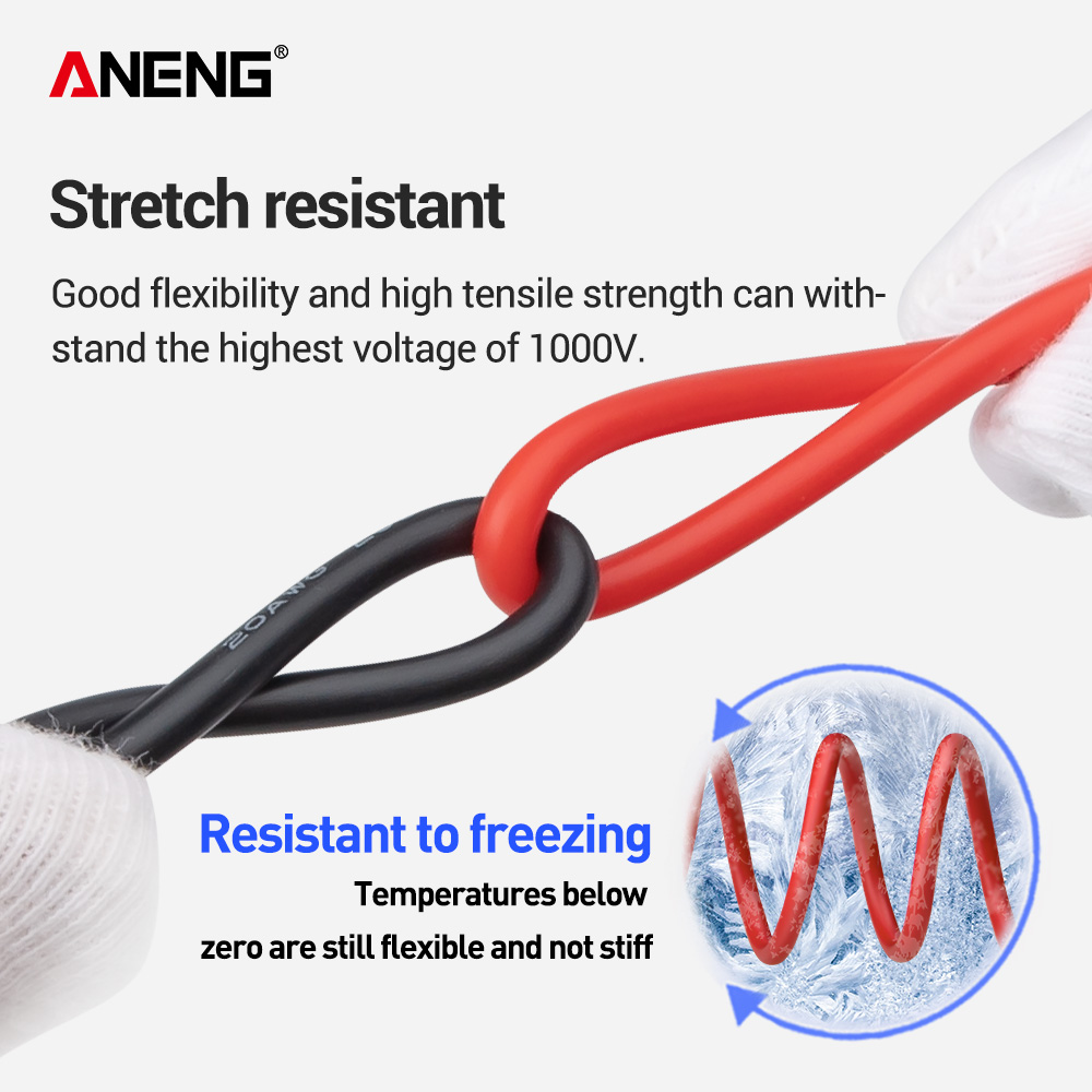 ANENG PT1033 Silicone Multimeter Test Lead + Crocodile Test Clip 1000V Flame Retardant Needle Probe