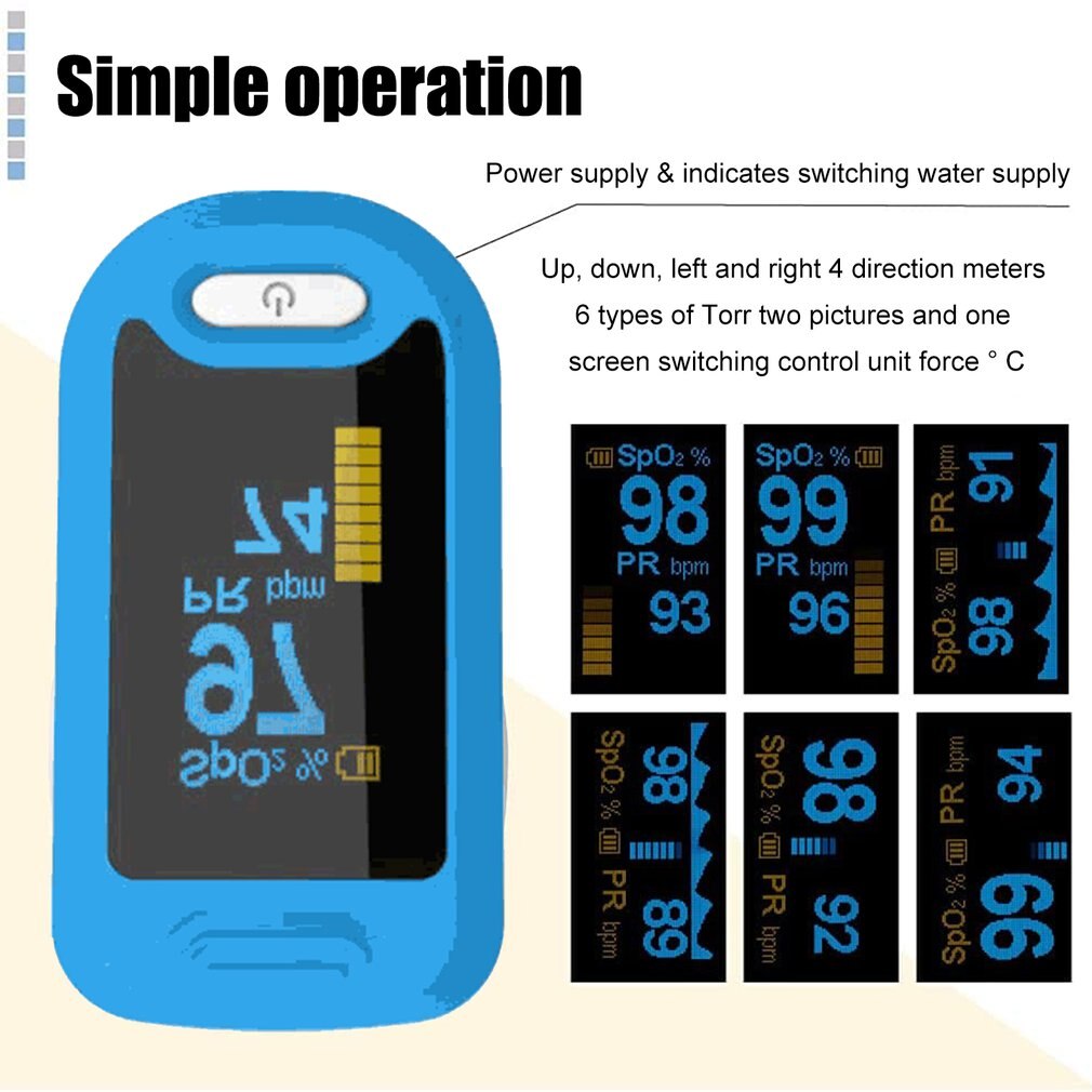 Oximetro Pulse Oximeter Fingertips Blood oxygen Oximeter Saturation Heart Rate Monitoring LED Color Screen Blood Oxygen Monitors