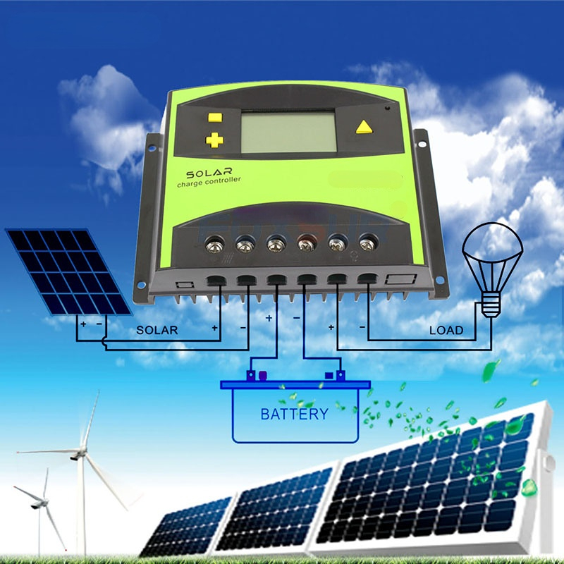 PV Solar Charge Controller 60A PWM 12V 24V Auto Solar Panel Charging Discharge Regulator with Large Power Heat sink