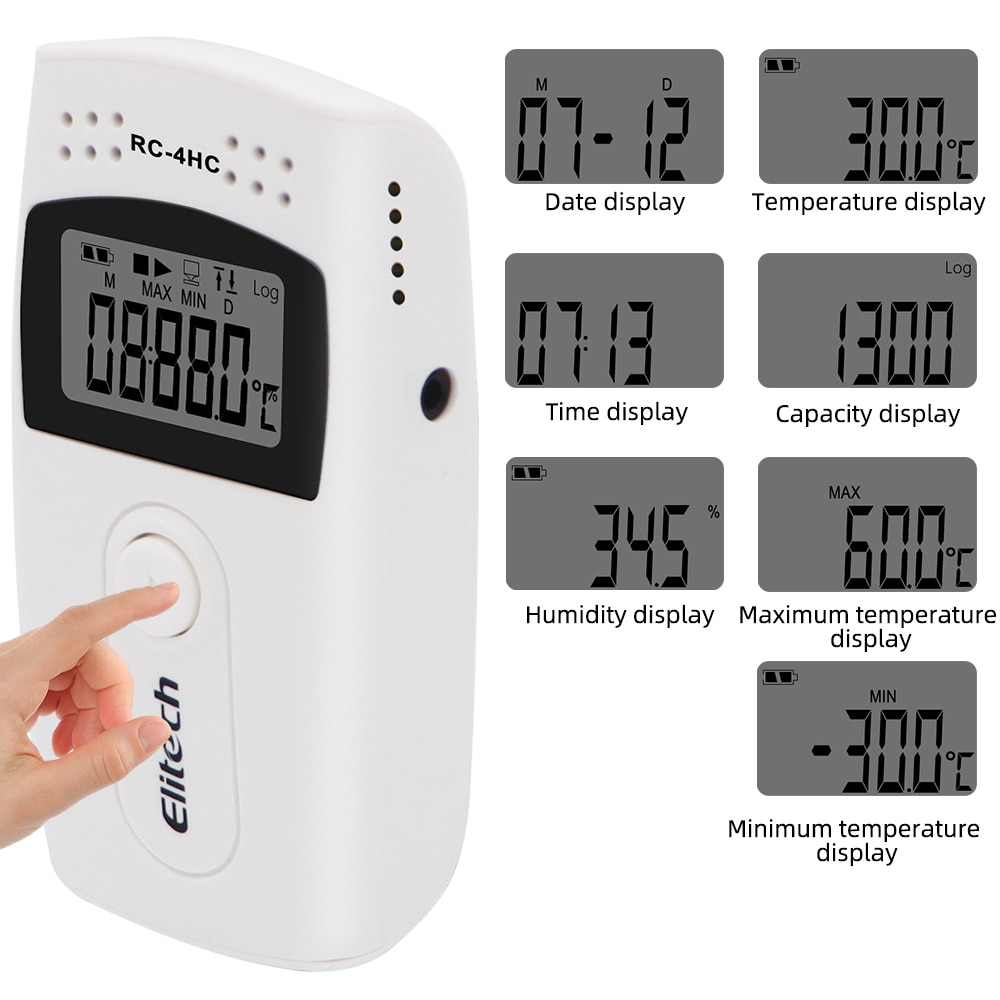 RC-4HC Temperature Humidity Data Logger Digital USB Data Logger Built-in NTC Sensor High Precision Thermometer Data Logger