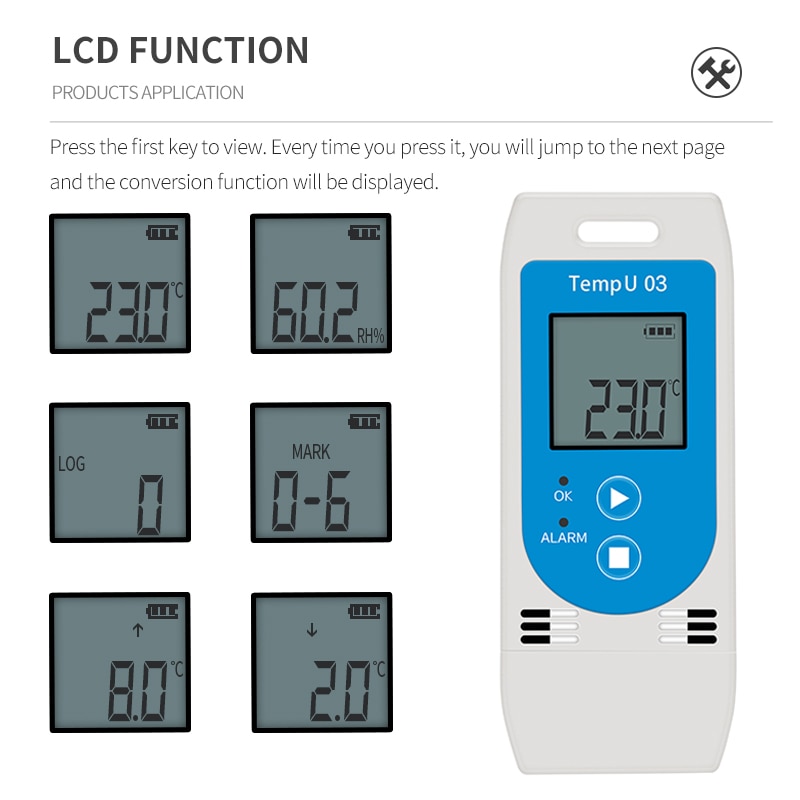 TempU 03 USB Temp & Humidity Data Logger Reusable RH TEMP Data Logger Recorder Humiture Recording Meter with 32,000 Capacity