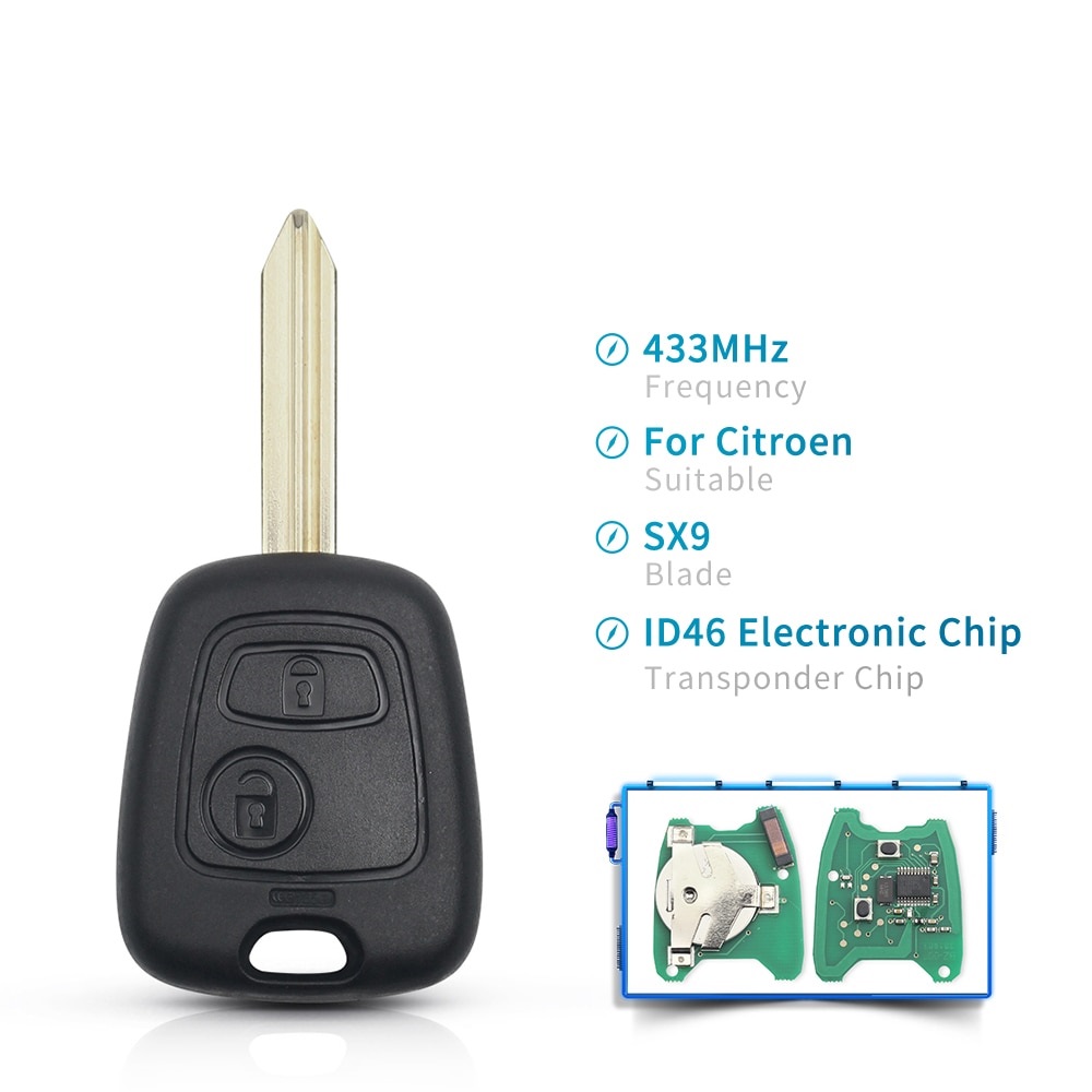 Remote Control Car Key 433MHz ID46 Chip For Citroen Saxo Picasso Xsara Berlingo SX9 Blade 2 Buttons Key Fob Accessory