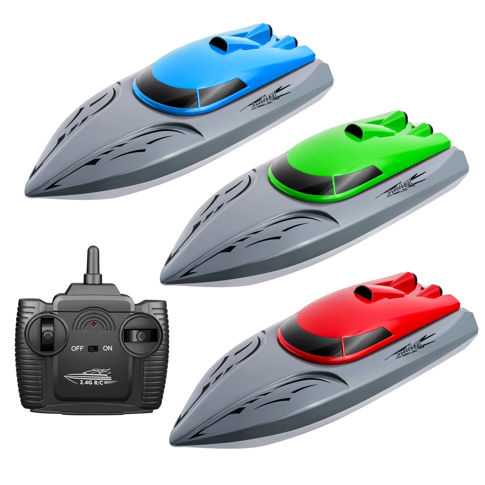 Rc Boat 2.4G High Speed 20km/h Remote Control Speed Boat Rechargeable Waterproof Anti-collision Protection Toys for Children