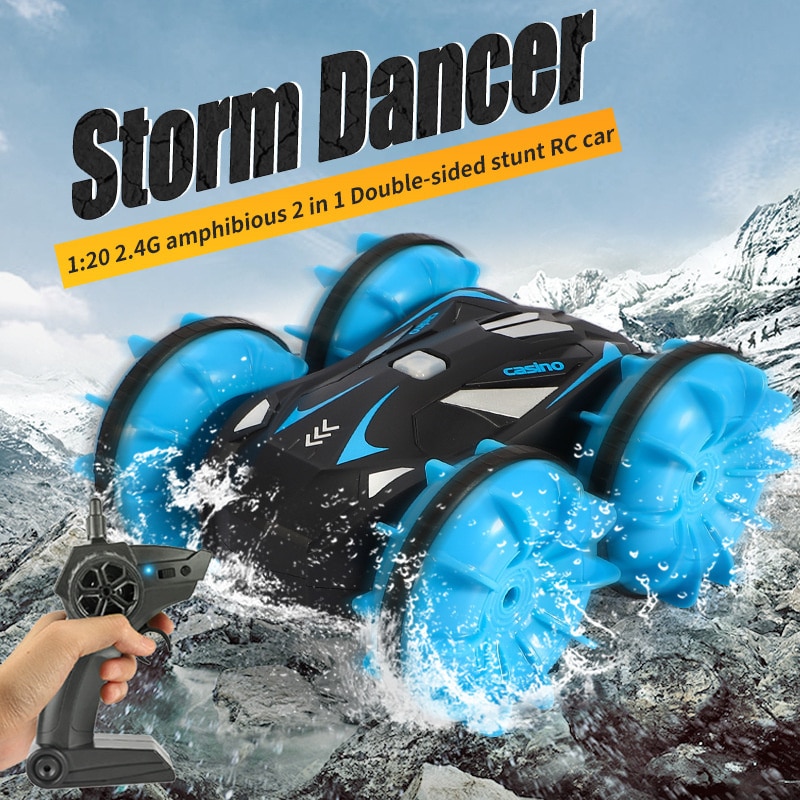 Remote Control Stunt Car RC Tank Off-road Vehicle Amphibious Double Side Waterproof 360 Rotate Driving Kids Toy For Boys Gifts