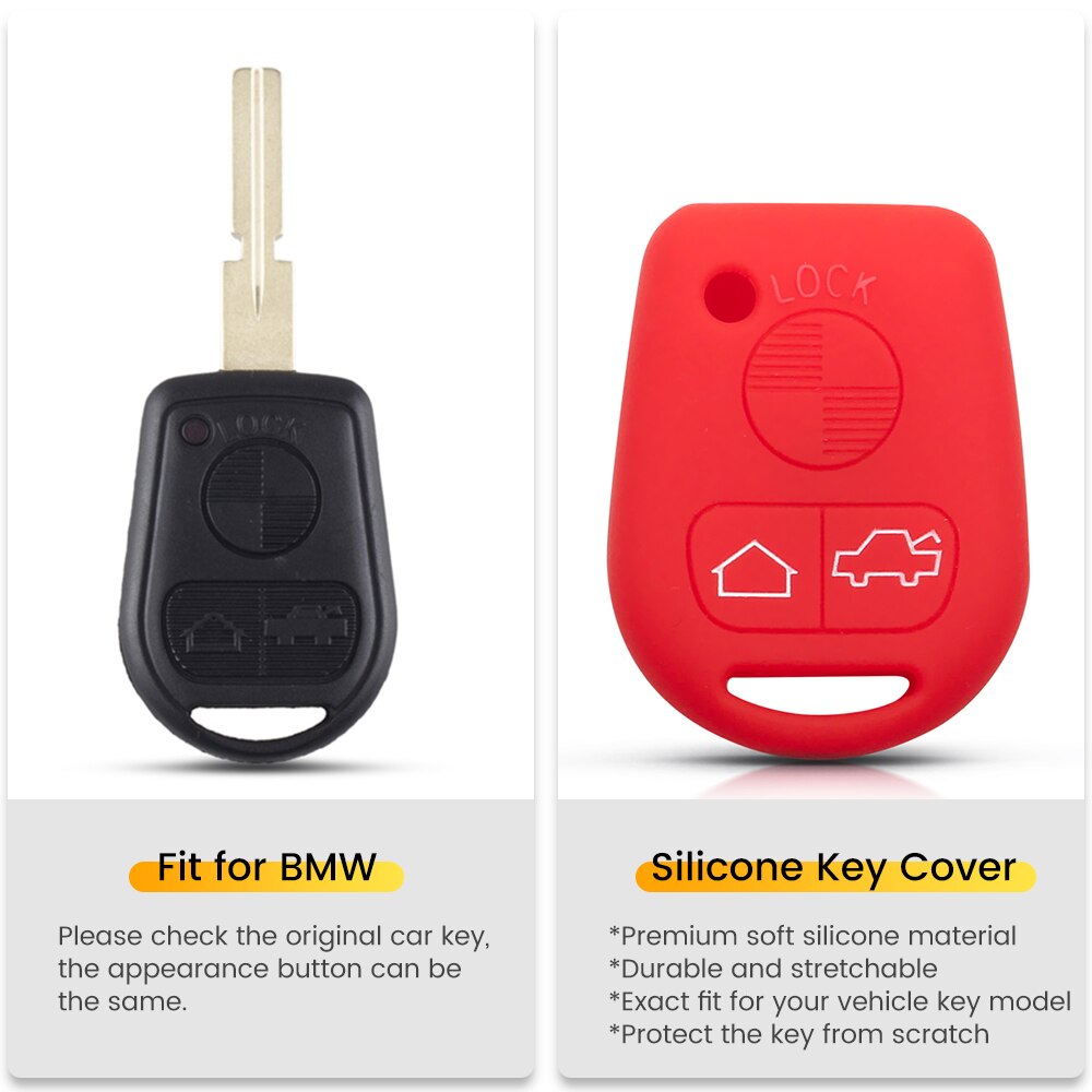 Replacement Silicone Key Case For BMW X3 X5 M3 530i 330i 330xi E31 E32 E34 E36 E38 E39 E46 Z3 Z4 E90 E60 3 Buttons Cover