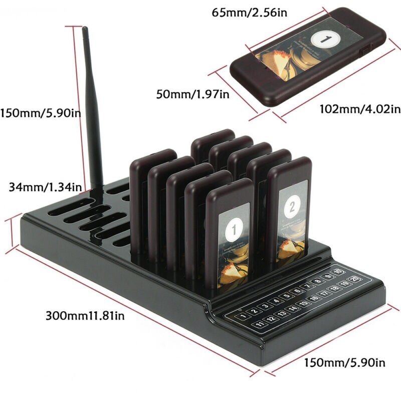 Restaurant Pager 20 Channel Wireless Calling System with 20 Receivers Waiter Guest Queue Calling Pager restaurante EU US AU UK