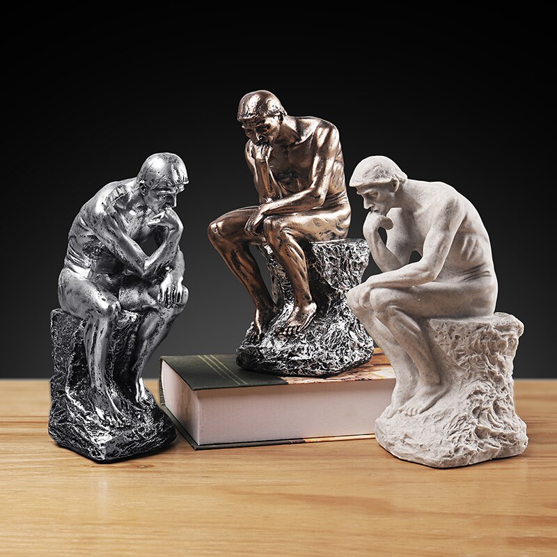 Retro Thinker Statue Ornaments Creative Europe People Figurines Resin Home Office Study Sculpture Decor Rodin Art Crafts Gifts