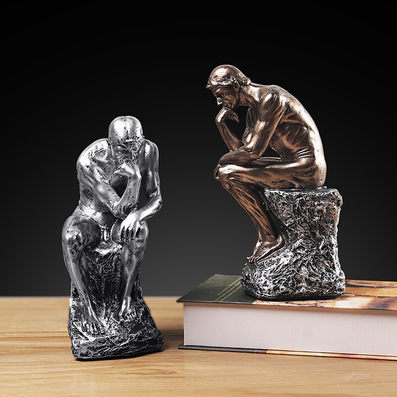 Retro Thinker Statue Ornaments Creative Europe People Figurines Resin Home Office Study Sculpture Decor Rodin Art Crafts Gifts