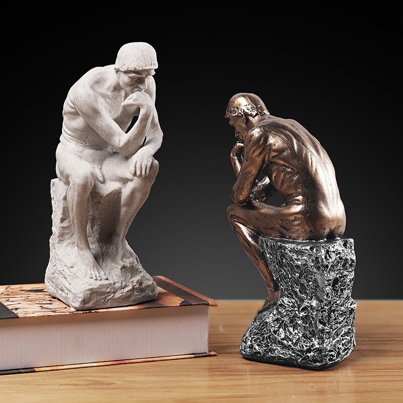 Retro Thinker Statue Ornaments Creative Europe People Figurines Resin Home Office Study Sculpture Decor Rodin Art Crafts Gifts