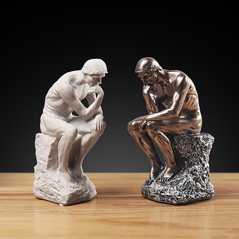 Retro Thinker Statue Ornaments Creative Europe People Figurines Resin Home Office Study Sculpture Decor Rodin Art Crafts Gifts