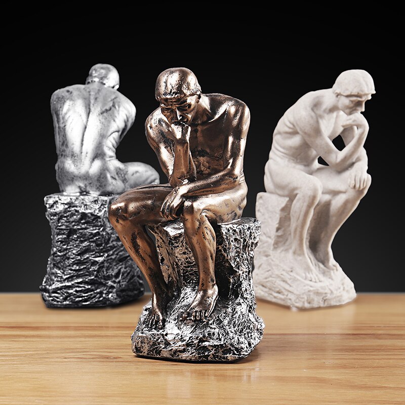 Retro Thinker Statue Ornaments Creative Europe People Figurines Resin Home Office Study Sculpture Decor Rodin Art Crafts Gifts