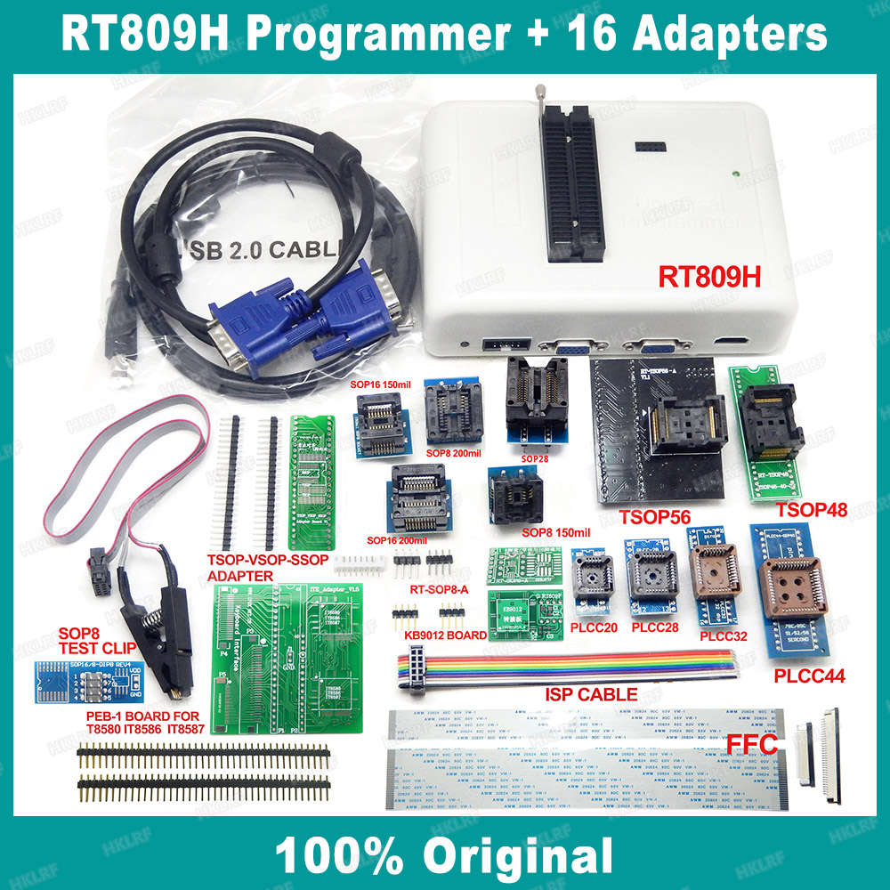 100% Original New RT809H EMMC-Nand FLASH Universal Programmer TSOP56/TSOP48 EDID With BGA48 BGA63 BGA64 BGA169