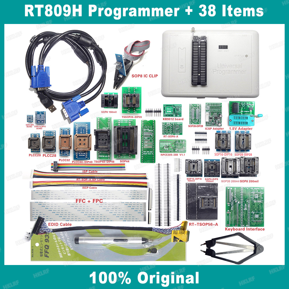 100% Original New RT809H EMMC-Nand FLASH Universal Programmer TSOP56/TSOP48 EDID With BGA48 BGA63 BGA64 BGA169