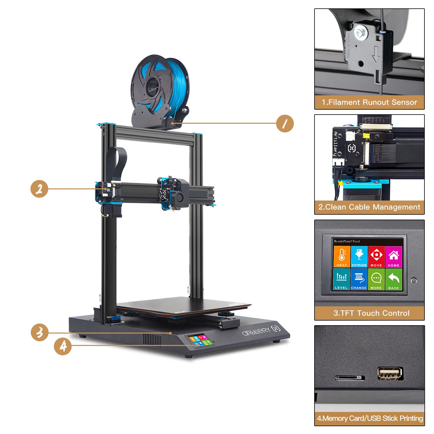Sidewinder X1 SWX1 3D Printer High Precision DIY Kit Large Printing Size 300*300*400mm with 2.8 Inch Color Touchscreen
