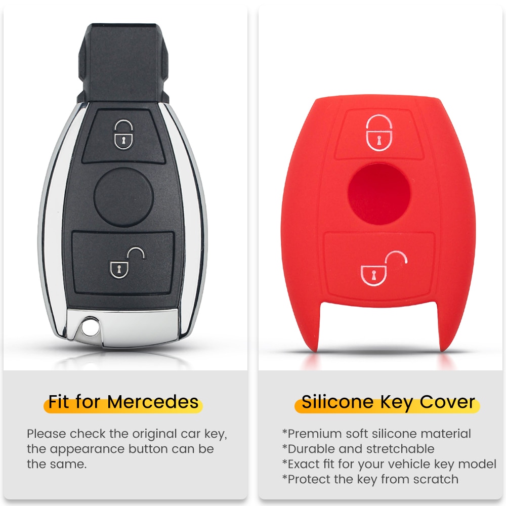 Silicone Car Remote Key Fob Case 2 Buttons Protective Cover For Mercedes Benz CLS CLA GL R SLK AMG A B C S Key Shell