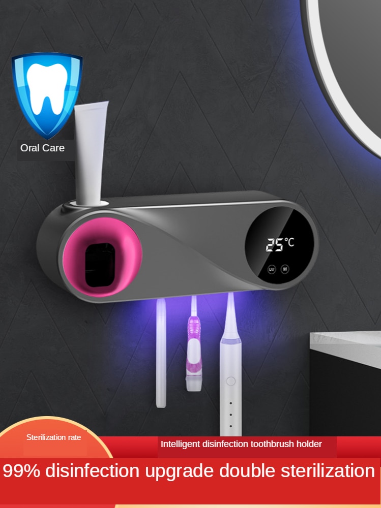 Smart Toothbrush Sterilizer Bathroom Punch-Free Wall-Mounted Electric UV Sterilization Rack Storage Box G2
