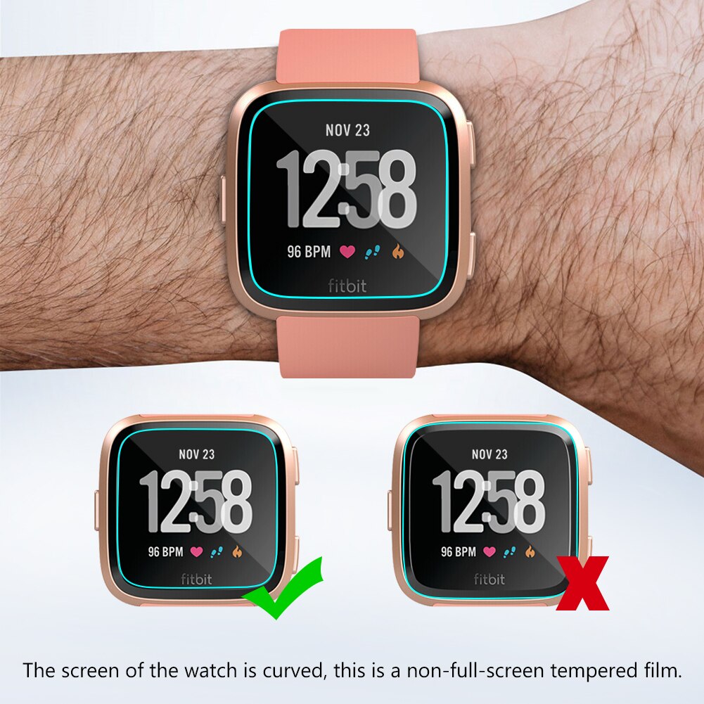 Anti-fingerprint 0.26mm Square Hd Tempered Glass Screen Protector Protective Film For Fitbit Versa Smart Watch Explosion-proof