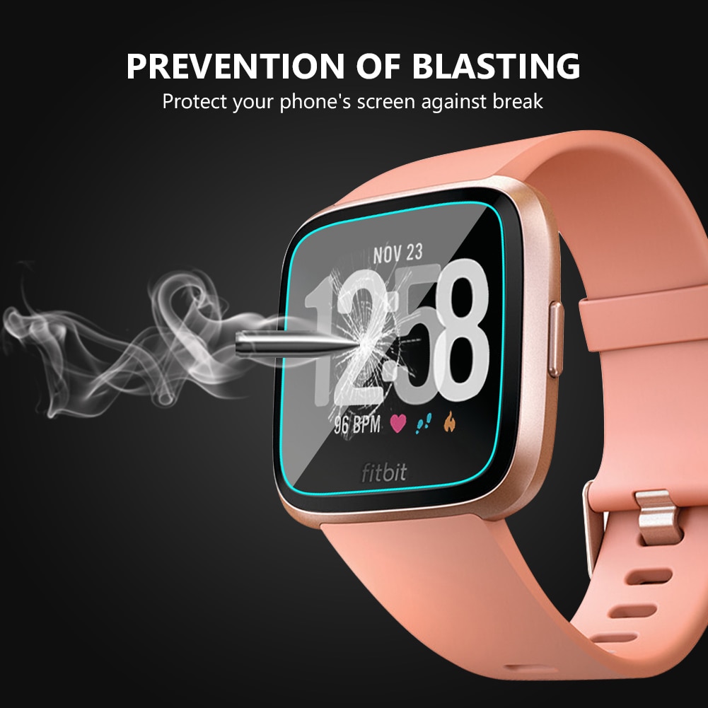 Anti-fingerprint 0.26mm Square Hd Tempered Glass Screen Protector Protective Film For Fitbit Versa Smart Watch Explosion-proof