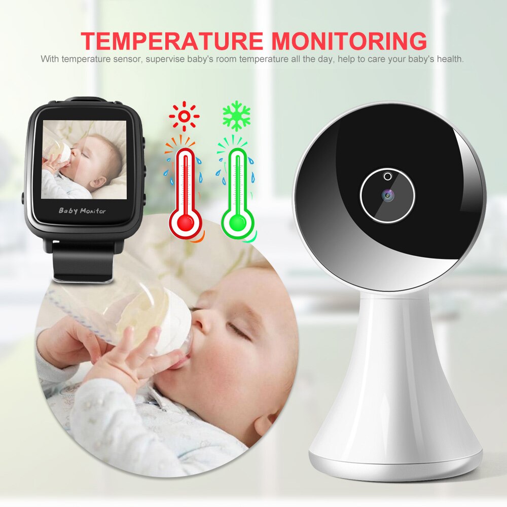 Smart Watch Style Baby Monitor Portable 2.4Ghz Wireless Video Baby Nanny Camera Cry Alarm Mic Night Vision Temperature VB606