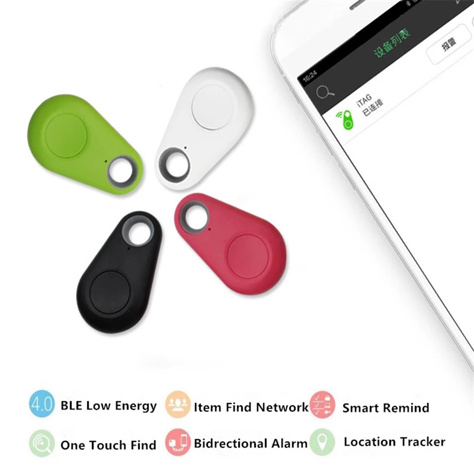 Mini Fashion Smart Dog Pets BT 4.0 GPS Tracker Anti-lost Alarm Tag Wireless Child Bag Wallet Key Finder Locator