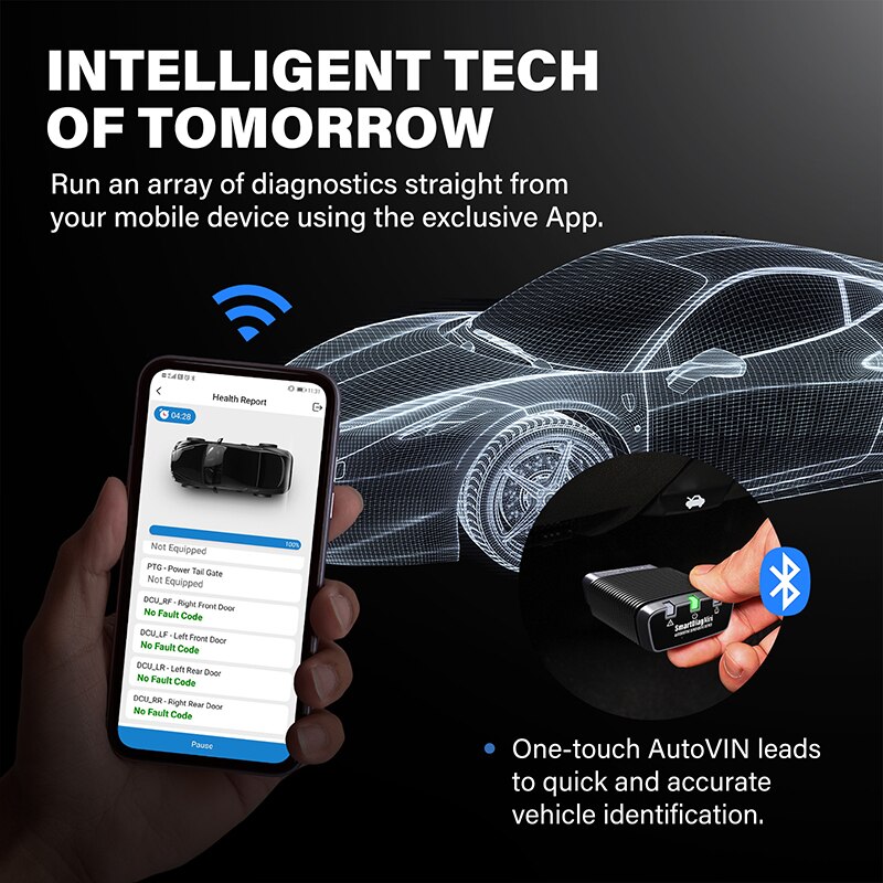 Topdon SmartDiag Mini OBD2 Bluetooth Scanner Automotive OBDⅡ Car Diagnostic Tool TPMS SRS Immo Key Code Reader
