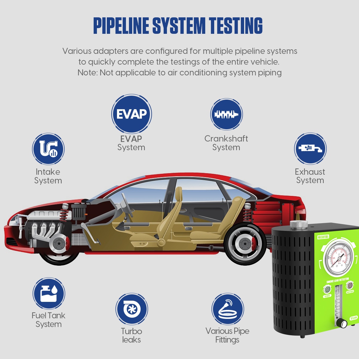MRCARTOOL Car T100/T110 Smoke Leak Detector Pipe Leak Locator Smoke Leakage Diagnostic Analyzer Smoke Generator For Automotive EVAP System