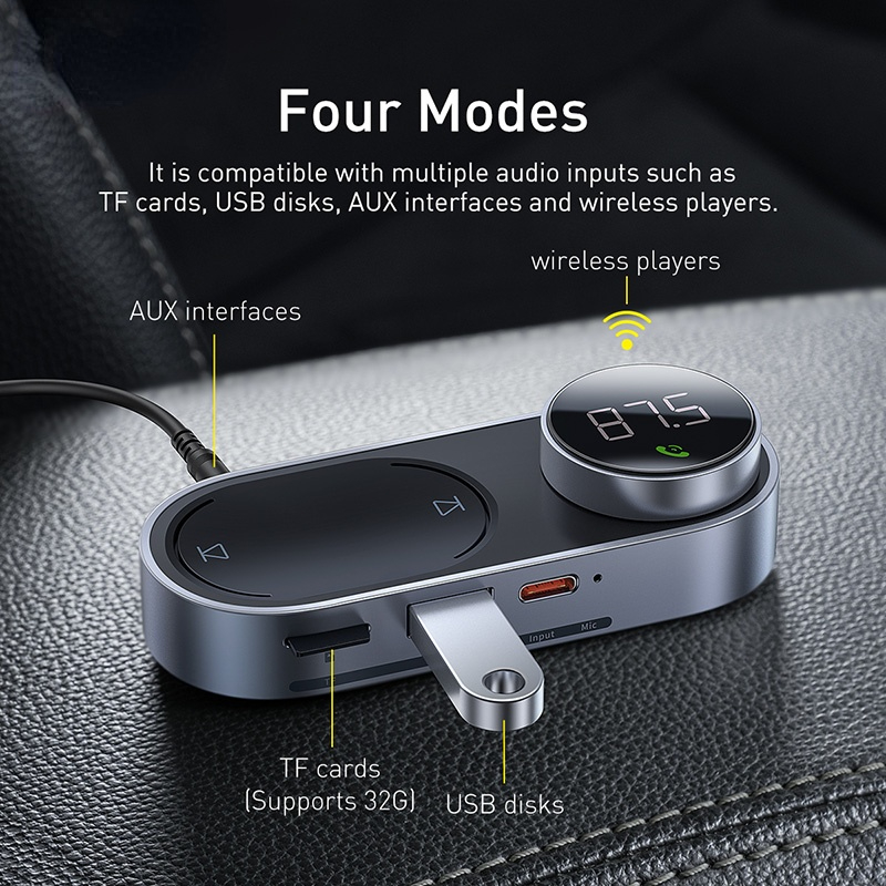 Solar Car FM Transmitter Bluetooth 5.0 Wireless Handsfree FM Modulator USB Car Charger Aux Bluetooth Audio MP3 Player