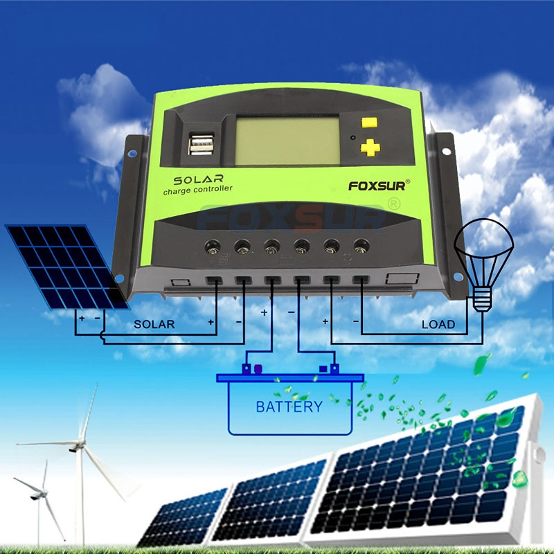 Solar Charge Controller 40A PWM 12V 24V Auto LCD Solar Panel Charge Discharge Regulator with 5V USB, Parameter Adjustable