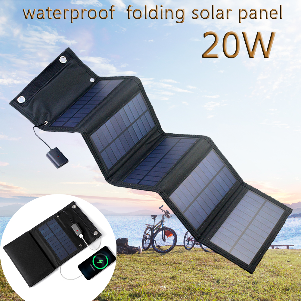 20W Solar Panel Foldable USB 5V Monocrystal Solar Cell Waterproof Charger Outdoor solar panel phone charge camping
