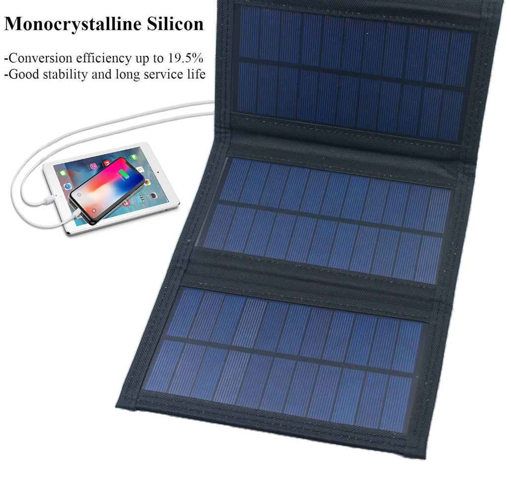 20W Solar Panel Foldable USB 5V Monocrystal Solar Cell Waterproof Charger Outdoor solar panel phone charge camping