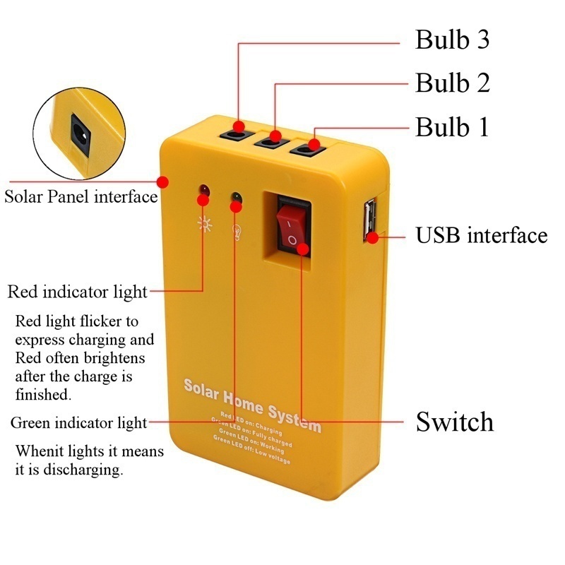 Solar Panel Home Lighting System Solar Portable Camping Light Mini Solar Battery Storage Kit Emergency Light For Power Outage