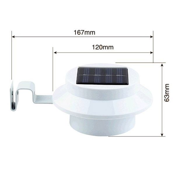 Solar Powered 3Led Lawn Fence Gutter Light Outdoor Garden Yard Wall Pathway Lamp 4pc/lot