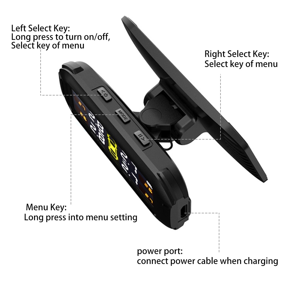 Solar TPMS Tire Pressure Monitoring System Temperature Warning Fuel Save Car Tyre Pressure Monitor With 4 External Sensors