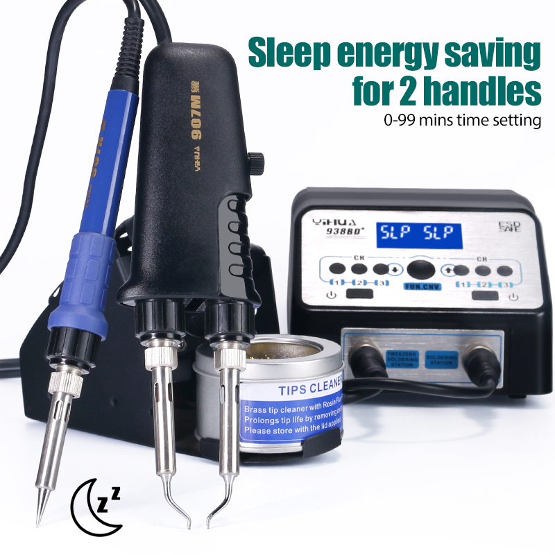 YIHUA 938BD+ Double Tweezers Soldering Iron Station Hihg Power Soldering Machine Tools Set