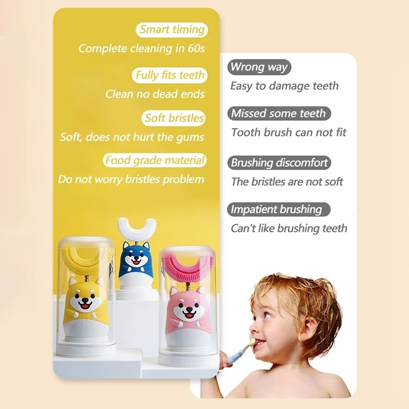 Sonic Children Toothbrush Cartoon Panda Pattern Brush For 3-13 Old Kid Baby Smart 360 Degrees Toothbrush Soft Replacement Heat