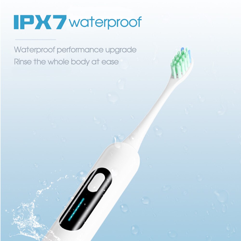 USB Rechargeable Charge LCD Screen IPX7 Waterproof Smart Sonic Electric Toothbrush 5 Mode Oral Care Teeth Brush for Adult