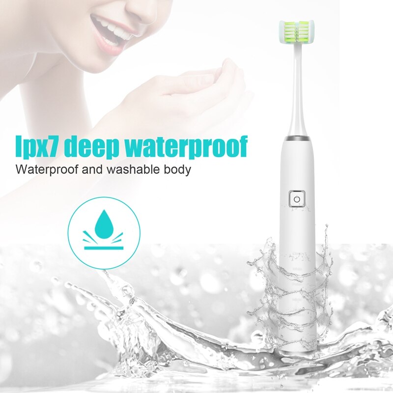 Adult Rechargeable Sonic Electric Toothbrush With 3X Replacement Heads And Portable Toothbrush With Timing Function