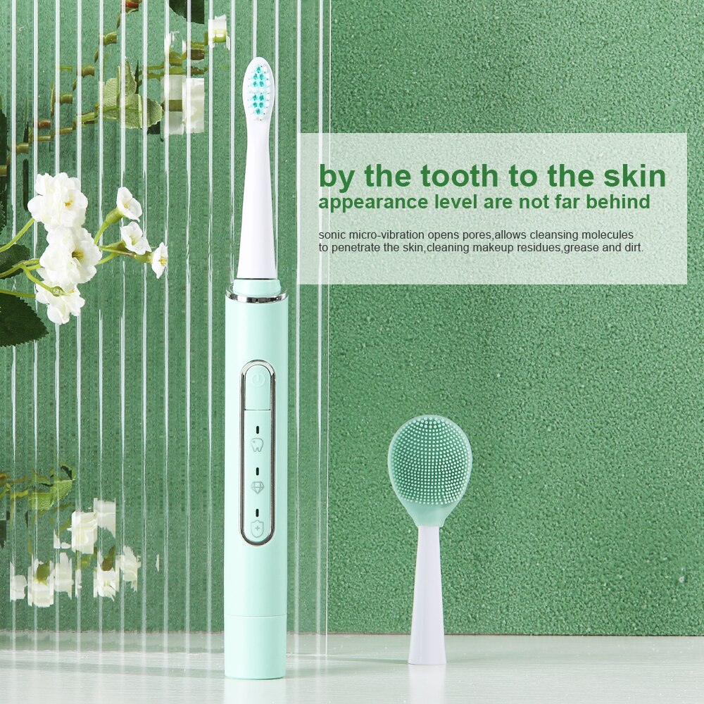 3 Modes Sonic Electric Toothbrush Toothbrush and Cleansing Heads 2 Minutes Timer Wirekless USB Charging 3 Color Optional