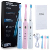 Sonic Electric Toothbrush Adult Timer Brush 6 Mode USB Charger Rechargeable Tooth Brushes Replacement Heads Set