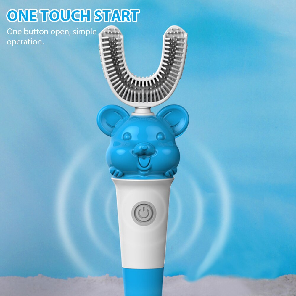 Sonic Electric Toothbrush Cartoon Children Intelligent Toothbrush Automatic Kids U Shape Silicone Toothbrush For 3-12 age