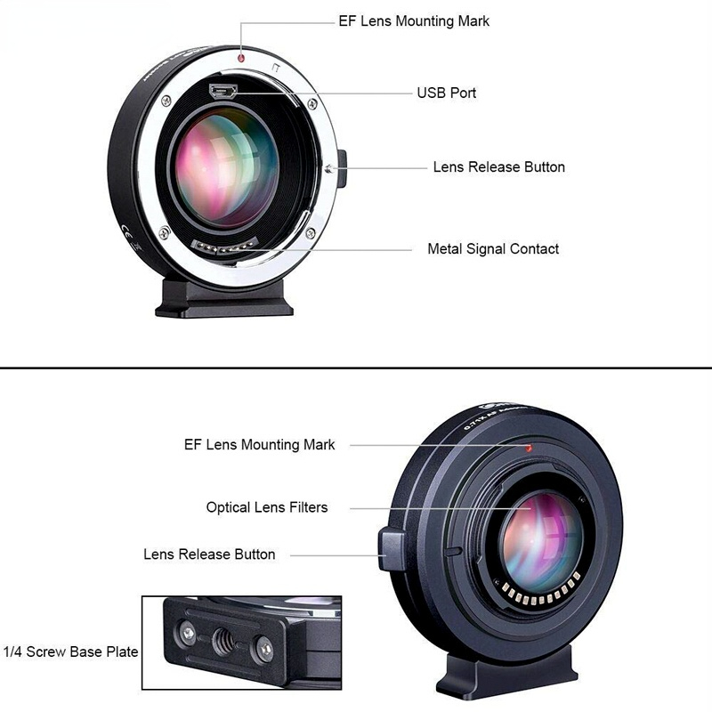 CM-AEF-MFT AF EXIF 0.71X Reduce Speed Booster Lens Adapter Ring for Canon EF Lens to Micro Four Thirds M4/3 Cameras.