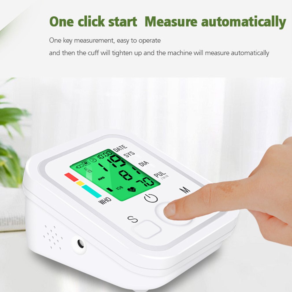 Medical Automatic Sphygmomanometer Digital Upper Arm Blood Pressure Monitor Heart Beat Rate Pulse Meter Tonometer Pulsometer