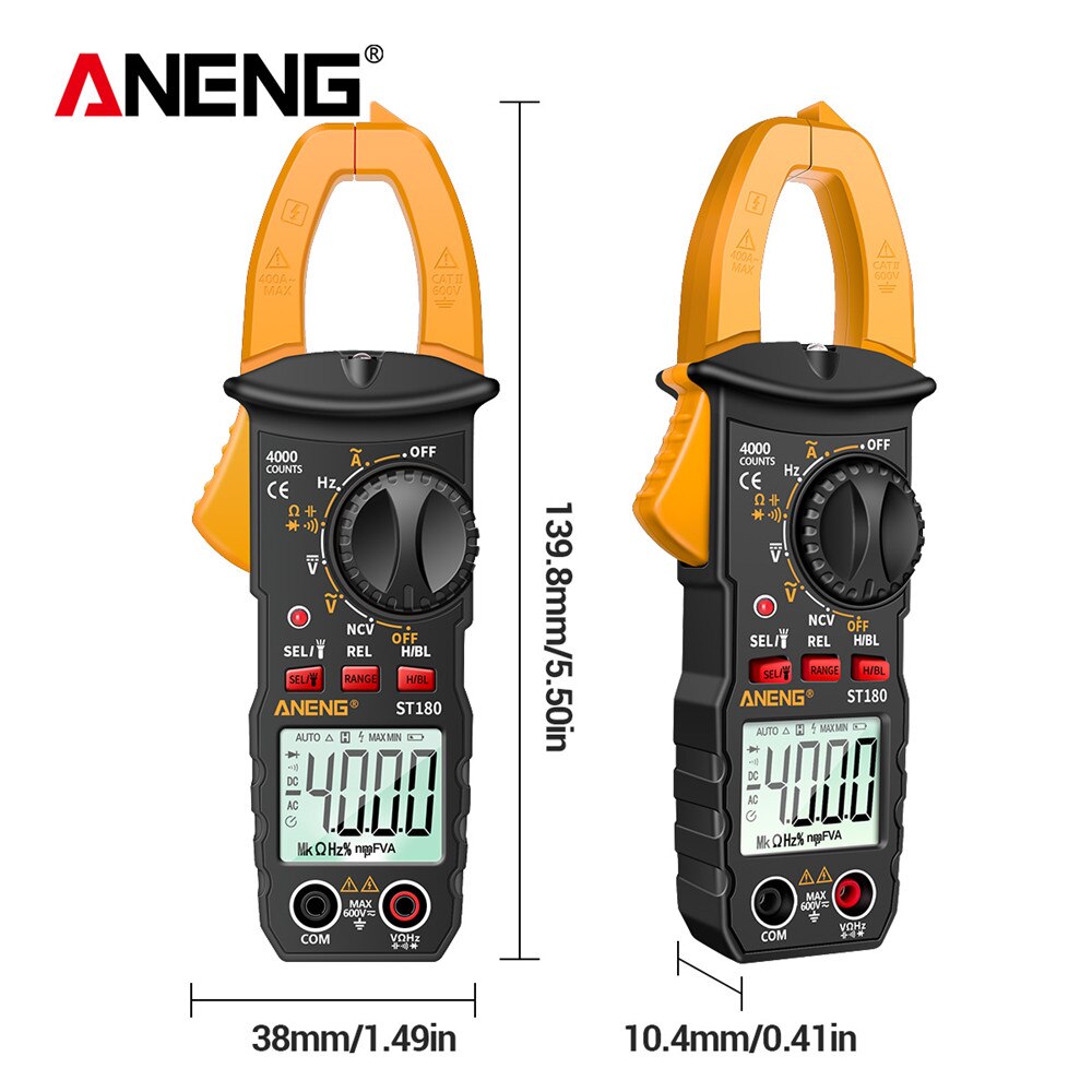 ANENG ST180 4000 Counts Digital Clamp Meter AC Current  Multimeter Ammeter Voltage Tester Car Amp Hz Capacitance NCV Ohm Tool