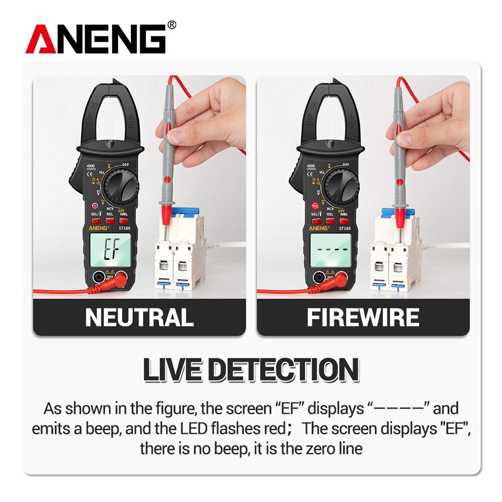 ANENG ST180 4000 Counts Digital Clamp Meter AC Current  Multimeter Ammeter Voltage Tester Car Amp Hz Capacitance NCV Ohm Tool