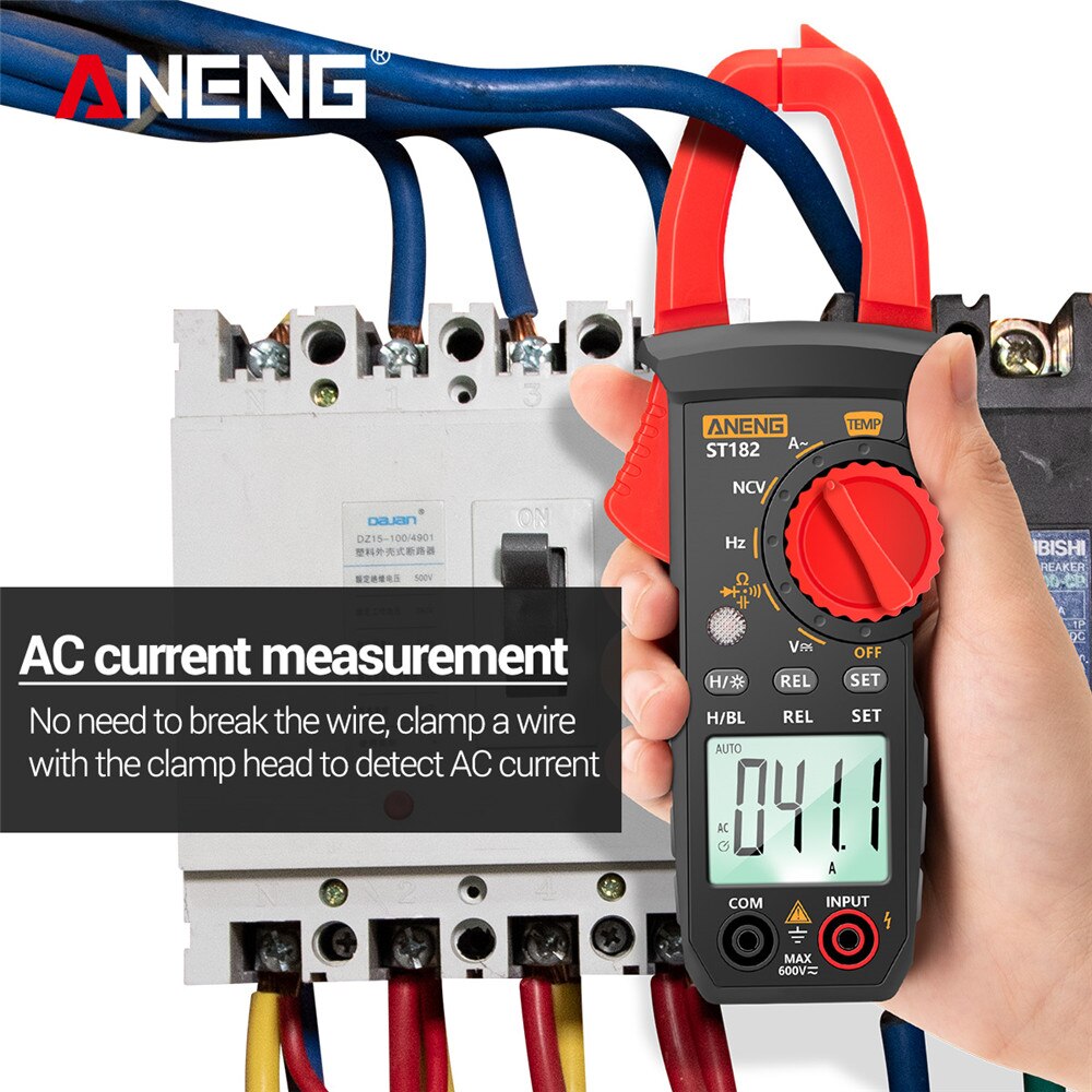 ANENG ST181 ST182 ST183 Digital Clamp Meter AC Current Multimeter DC/AC Voltage Ammeter Voltage Tester Amp Hz Capacitance NCV Ohm Test
