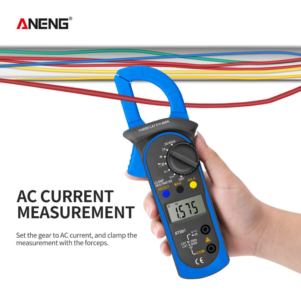 ANENG ST201 Professional Digital 1999 Count Clamp Multimeter ACDC Ammeter Transistor Capacitor Auto Voltage Tester Electric