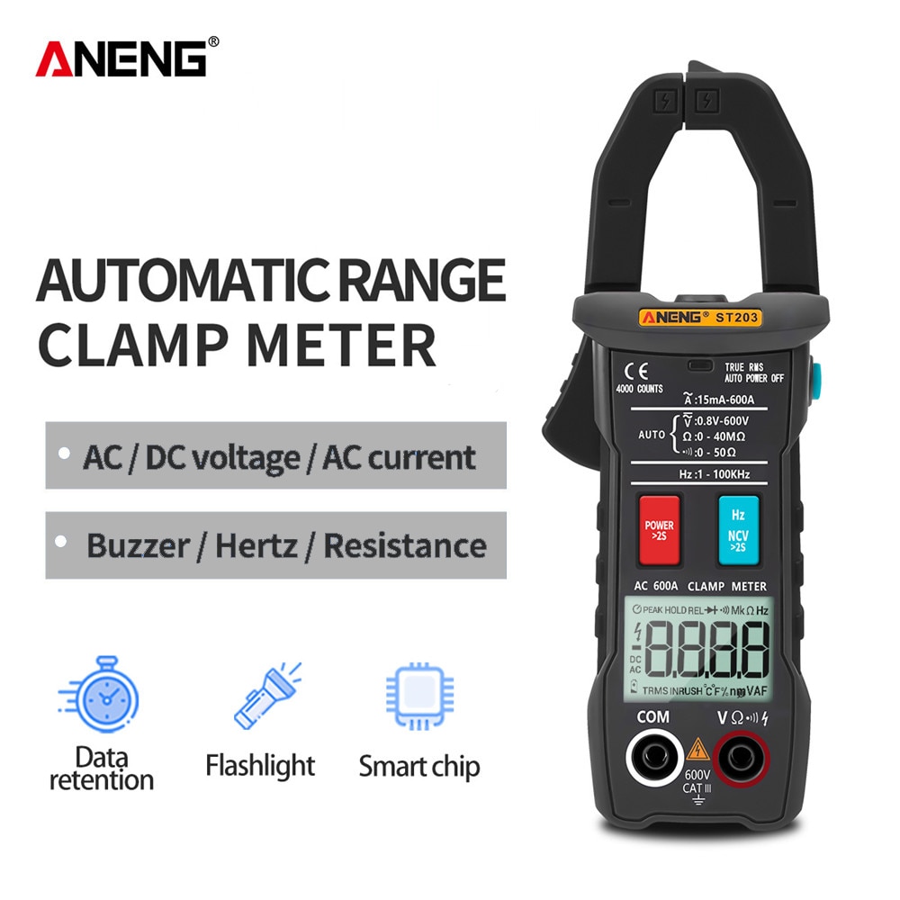 ANENG ST203 Electric Digital Clamp Meter DC/AC Professional Multimeter Current Clamp Intelligent Automatic Voltage Tester Tool